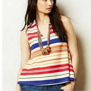 Anthropologie Postmark Monterey Striped Sleeveless Swing Top Size Medium